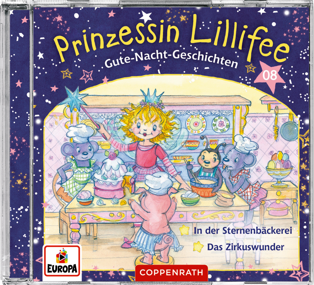 Prinzessin Lillifee und ihre Tierfreunde backen in einer zauberhaften Küche. Buntes CD-Cover.