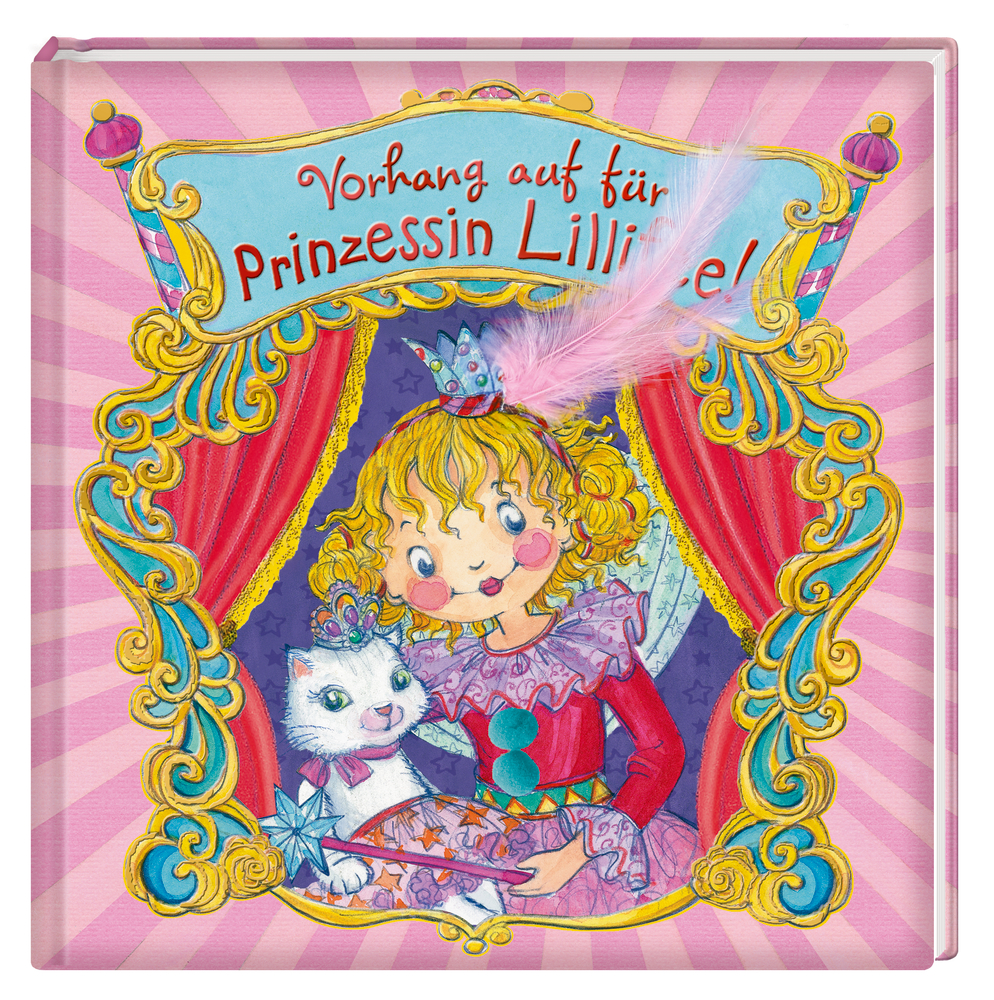 Buchcover: Prinzessin Lillifee mit weißer Katze vor rosa, verziertem Hintergrund.