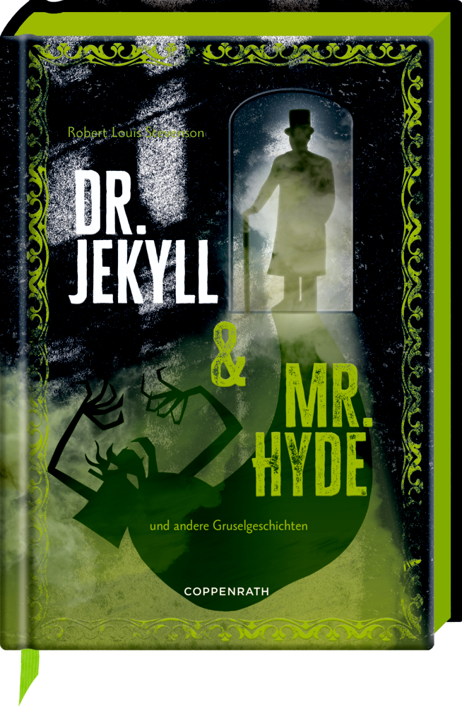 Auf dem Cover von "Dr. Jekyll & Mr. Hyde" ist eine schattenhafte Gestalt in einem Türrahmen abgebildet und diese wirft eine monströse Silhouette nach unten.
