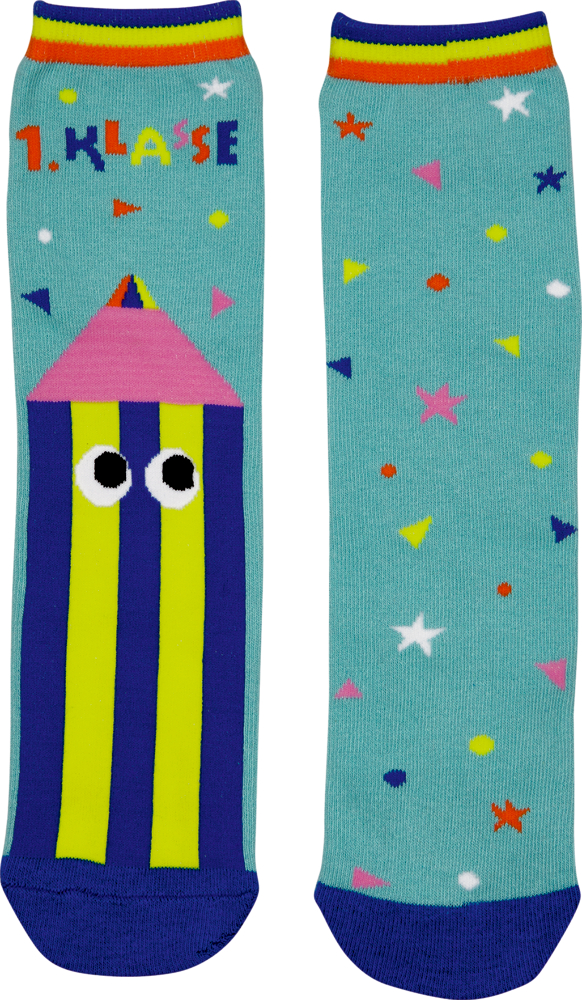 blau/gelb, Magic Socks 1. Klasse - Bunte Geschenke (one size / Gr. 26-36)