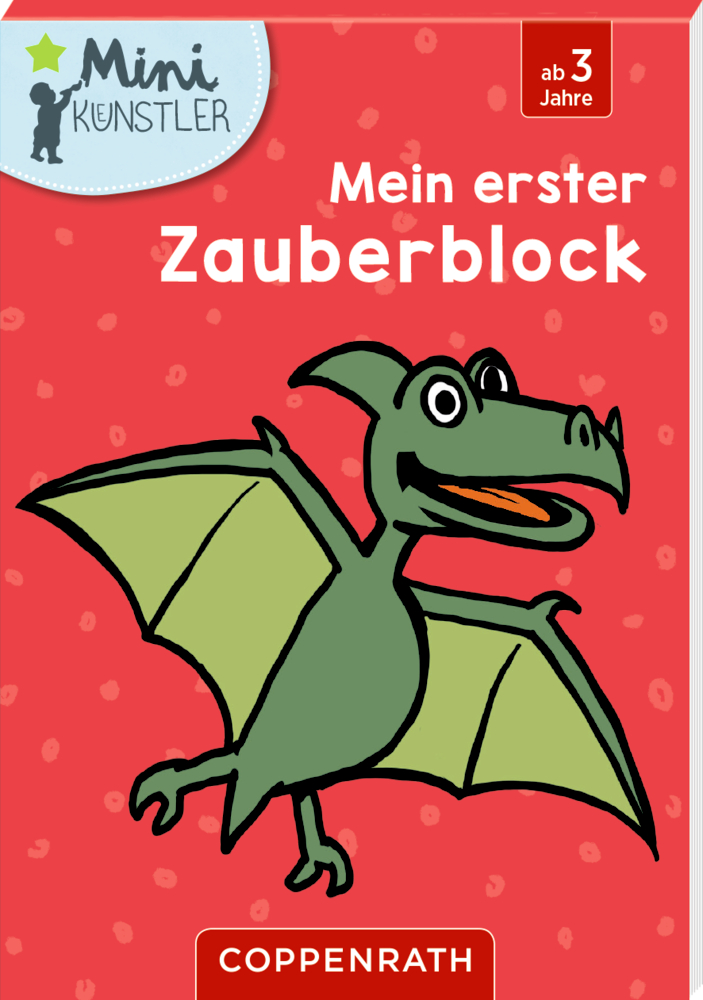 Cover eines roten Zauberblocks mit einem grÃ¼nen Dino.