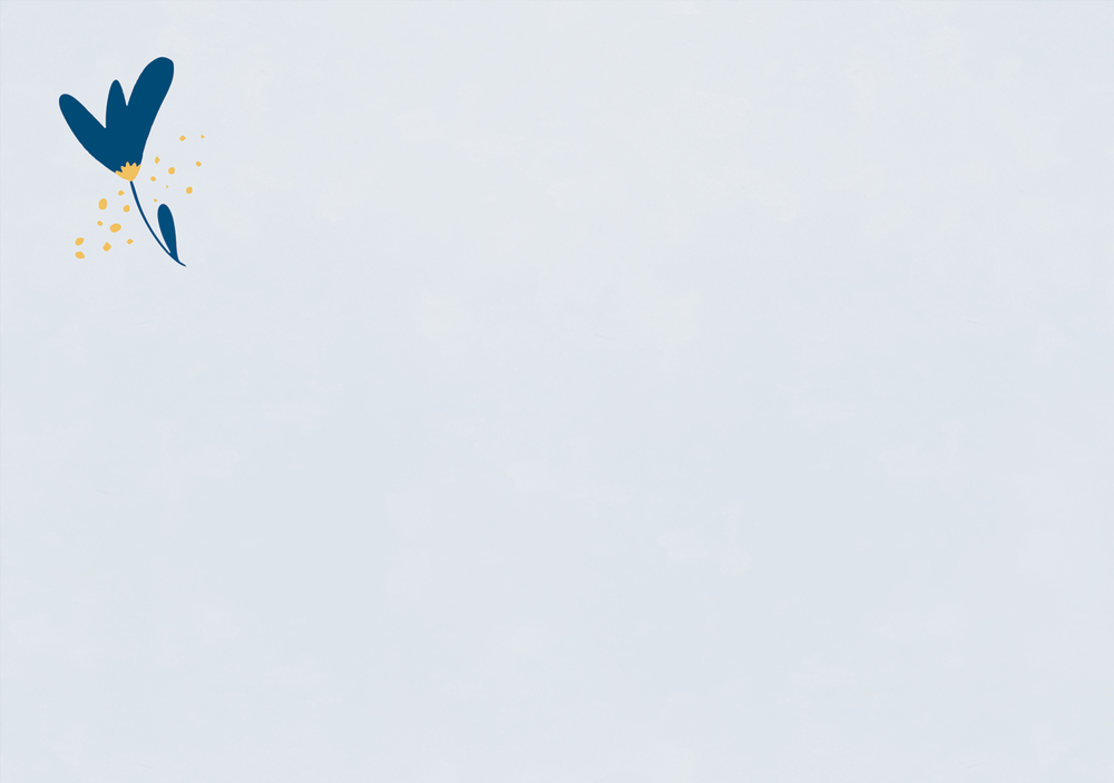 Umschlag: Minimalistische blaue Blume mit gelben Akzenten oben links auf hellem Hintergrund.
