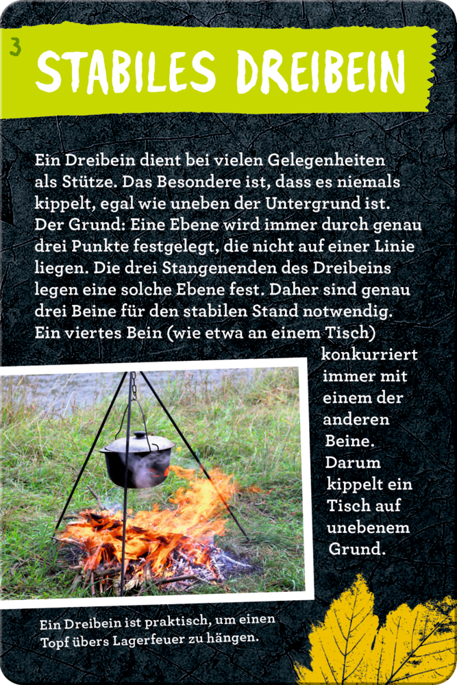 Karte zu der Wichtigkeit eines stabilen Dreibeins.