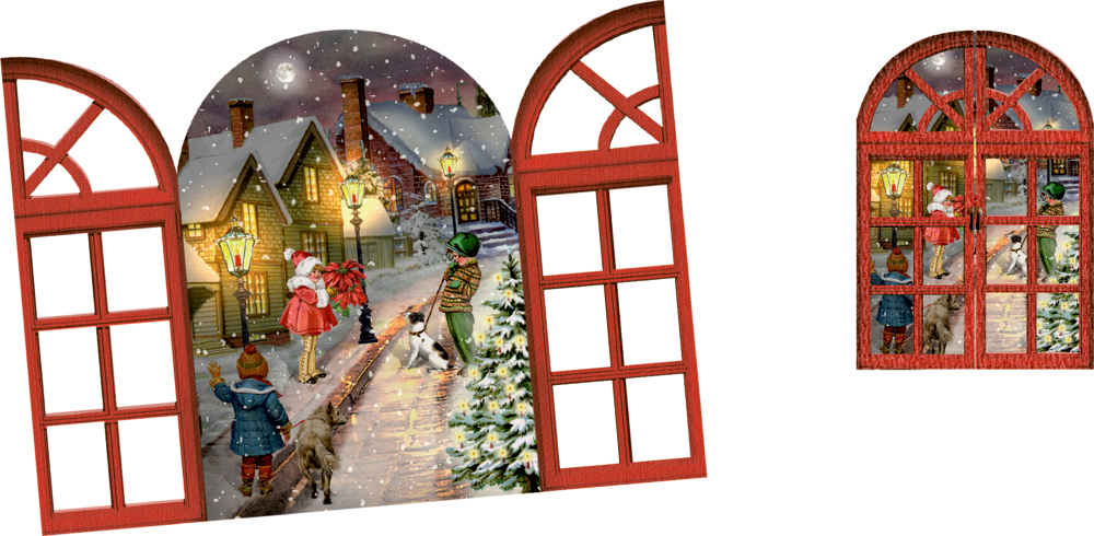 Nostalgisches Adventsfenster, Mini-Adventskalender (Behr)