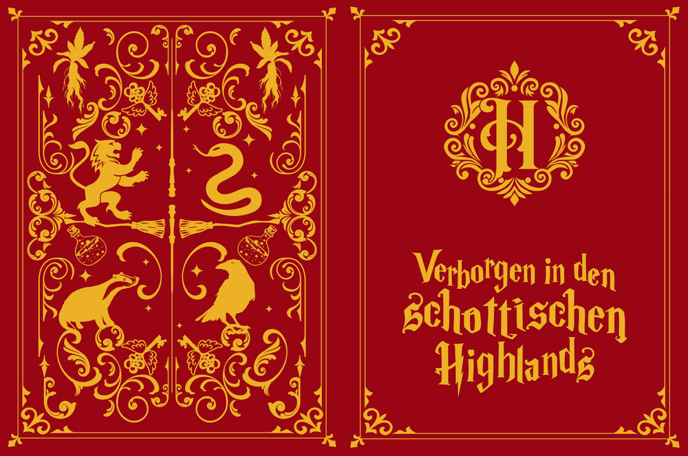 Gezeichnete, braune Darstellung eines Mannes und einer Frau in einer Vintage-Küche, umgeben von Kräutern, Flaschen und Pflanzen.