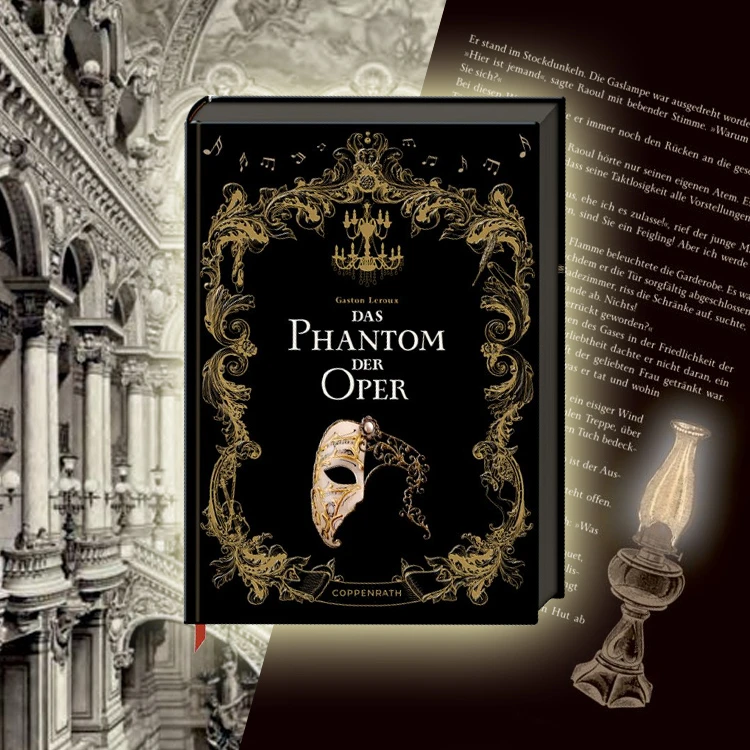 Dunkles Buchcover mit einer unheimlichen Maske vor mystischem Hintergrund.