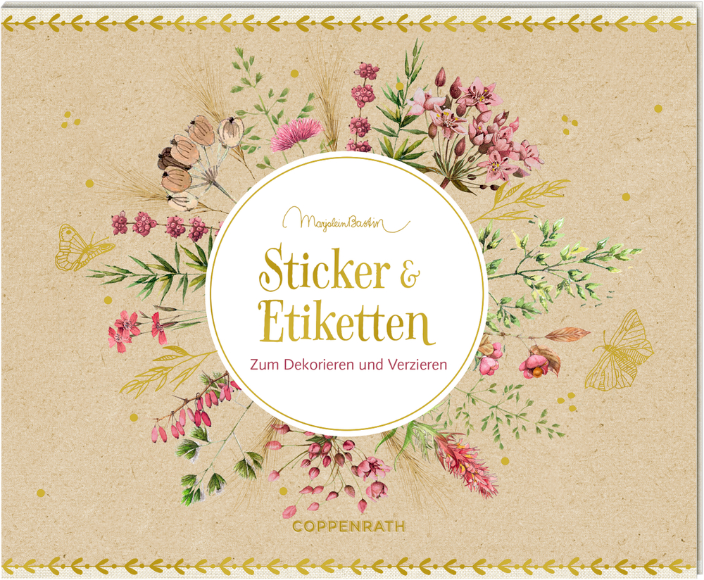Brauner Einband mit floralem Design: Sticker & Etiketten – Perfekt zum Dekorieren und Verzieren all Ihrer Projekte.
