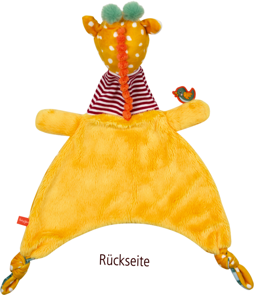 Stofftuch mit Giraffenkopf von hinten.