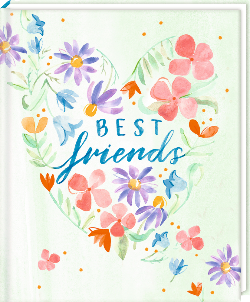 Buntes Blumenherz mit „Best Friends“ in der Mitte.