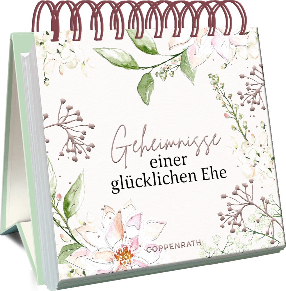 Floraler Spiralaufsteller „Geheimnisse einer glücklichen Ehe“ von Coppenrath.
