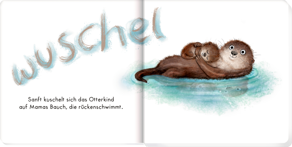 Eine Löwin trägt ihr Junges vorsichtig am Genick. Text: TAPS TAPS TAPS.