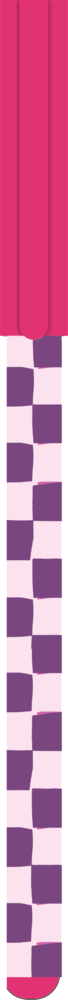 Ein mit Karomuster in rosa und lila gehaltener Marker und pinkfarbener Kappe.