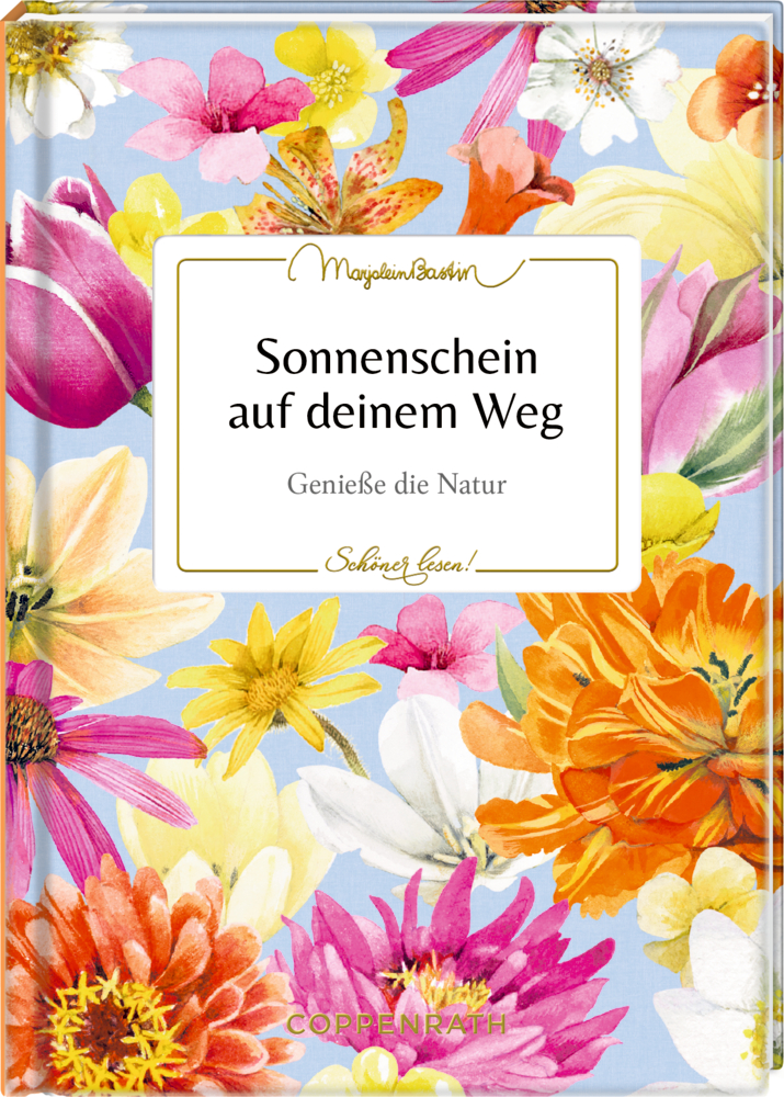 Ein Buchcover mit bunten Blumen und dem Text: Sonnenschein auf deinem Weg.