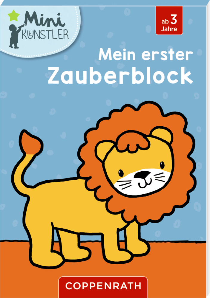 Cover eines hellblauen Zauberblocks mit einem lÃ¤chelnden LÃ¶wen.