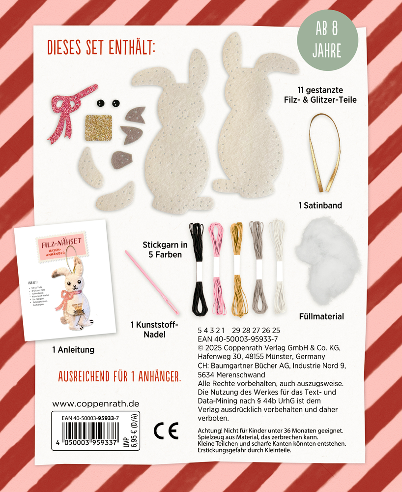 Filz-Nähset: Fuchs- oder Hasen-Anhänger (Weihnachten)