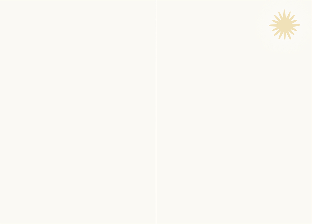 Heller beigefarbener Hintergrund, kleine Sonnengrafik oben rechts.