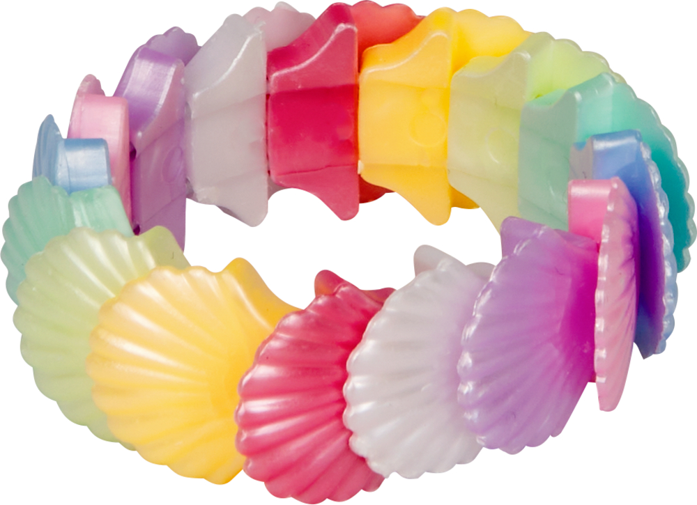 Buntes Armband mit schimmernden Muschelsegmenten.