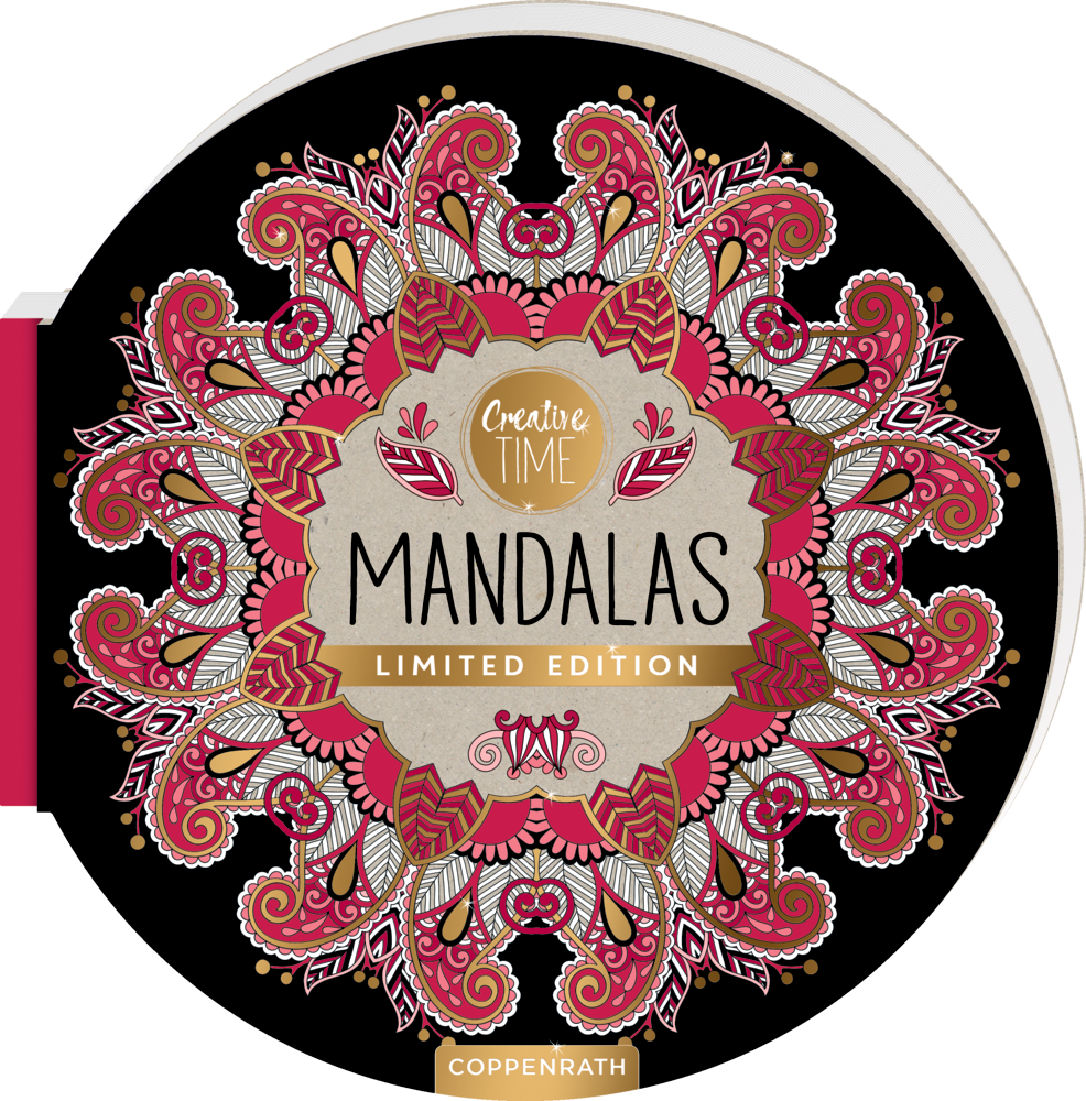 Farbenfrohes Mandala-Design mit dem Text „Mandalas Limited Edition“ in der Mitte.